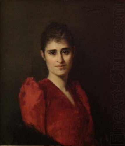 Portrait of a women in red dress, Anna Bilinska-Bohdanowicz